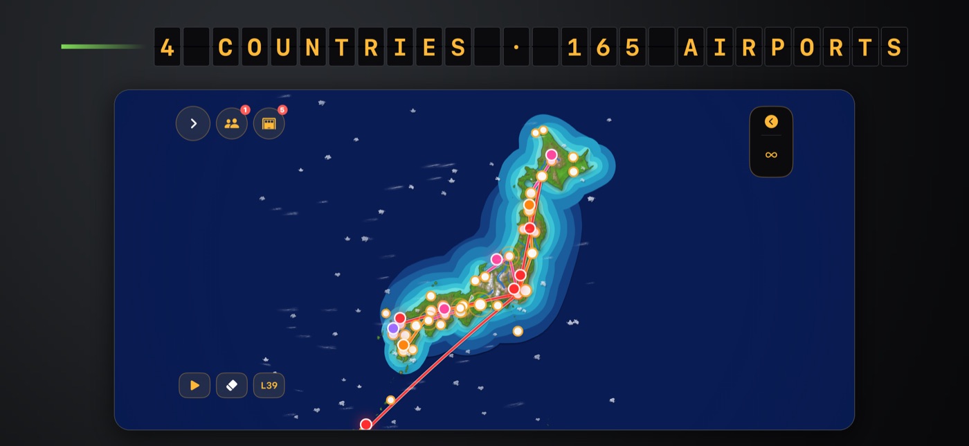 4 countries, 165 airports.